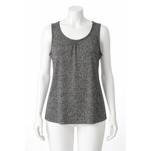 Lands End Sleeveless Top Women 14 16 Black White Abstract Print Tank